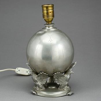 BORDSLAMPA, tenn, art déco, 1920-30-tal.