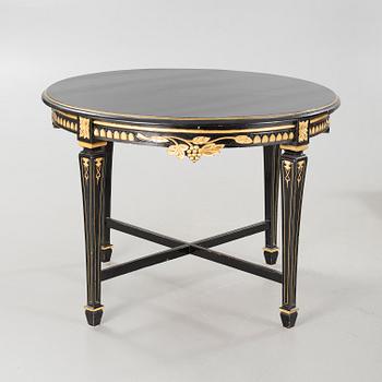 A gustavian style table and sofa, around the year 1900.