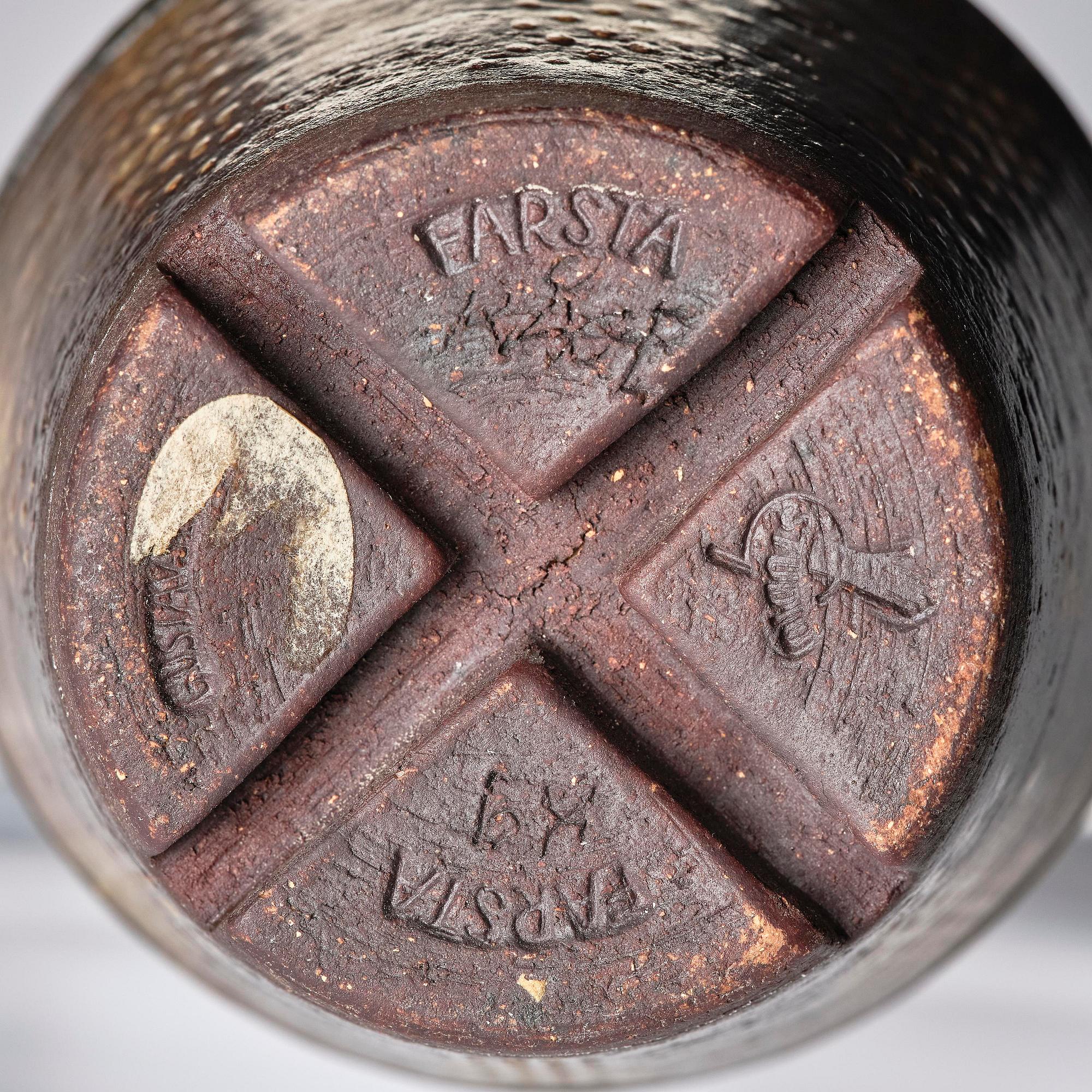 Wilhelm Kåge, a set of two "Farsta" stoneware vases and a footed bowl, Gustavsberg Studio 1956-60.