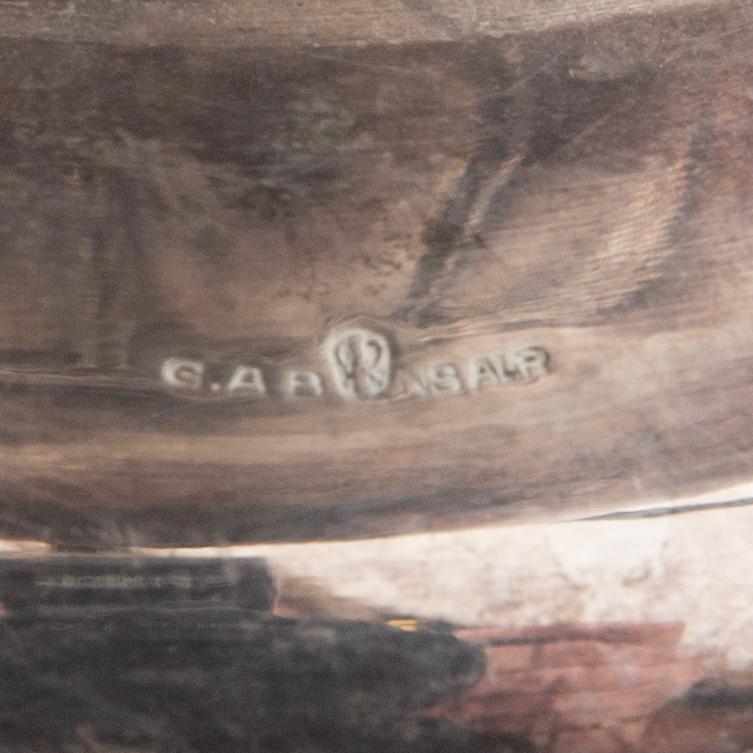 Bowls on foot, 2 pcs including GAB silverplate, early 20th century.