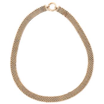 Armband, collier och hängsmycke/brosch, förgyllt möjligen silver, med pärlor 1800-tal.