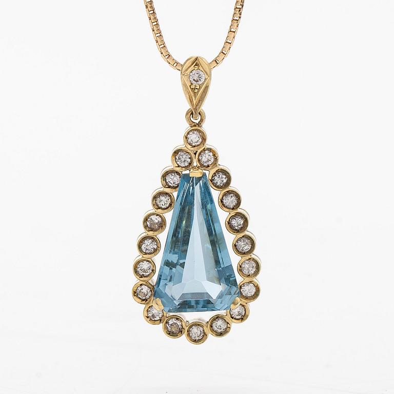 Amsterdam Sauer,an 18K gold pendant with a topaz and diamonds, chain in 14K gold, Unoaerre, Italy.