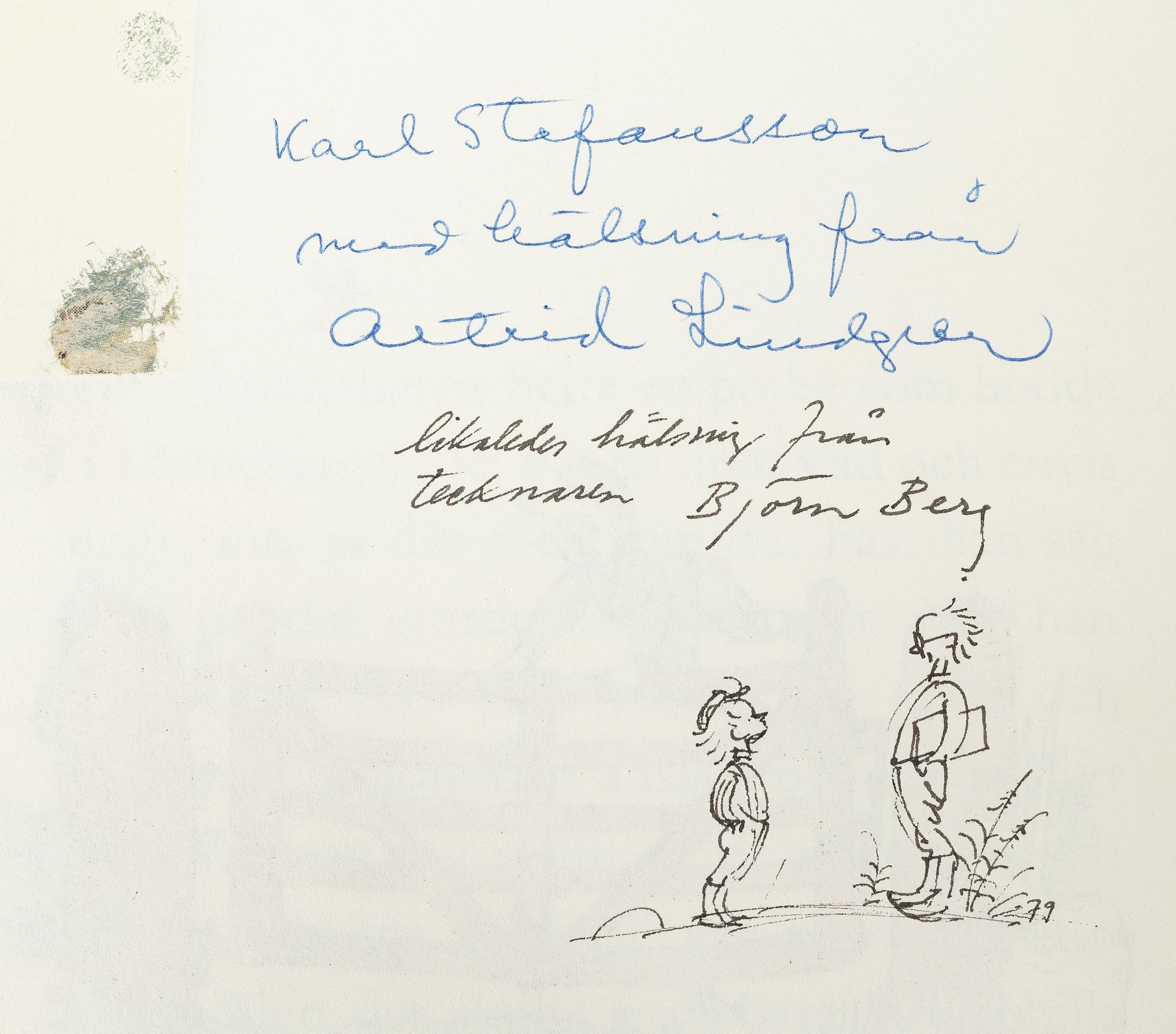 Astrid Lindgren, books, 2 pieces, signed by the author and illustrator Björn Berg.