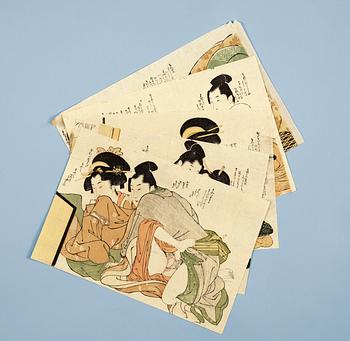 1351. Utamaro, TRÄSNITT (5). Shungamotiv, omkring 1790-1805.