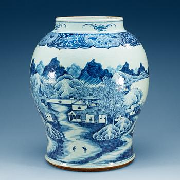 A large blue and white jar, Qing dynasty, Jiaqing (1796-1820).