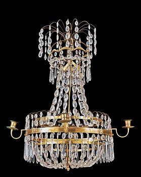 1599. A late Gustavian circa 1800 five-light chandelier.