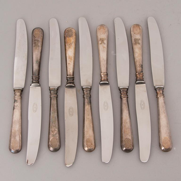 BESTICK, silver och nysilver 23 + 25 delar, "Musslan", finska stämplar, 1923-1955.