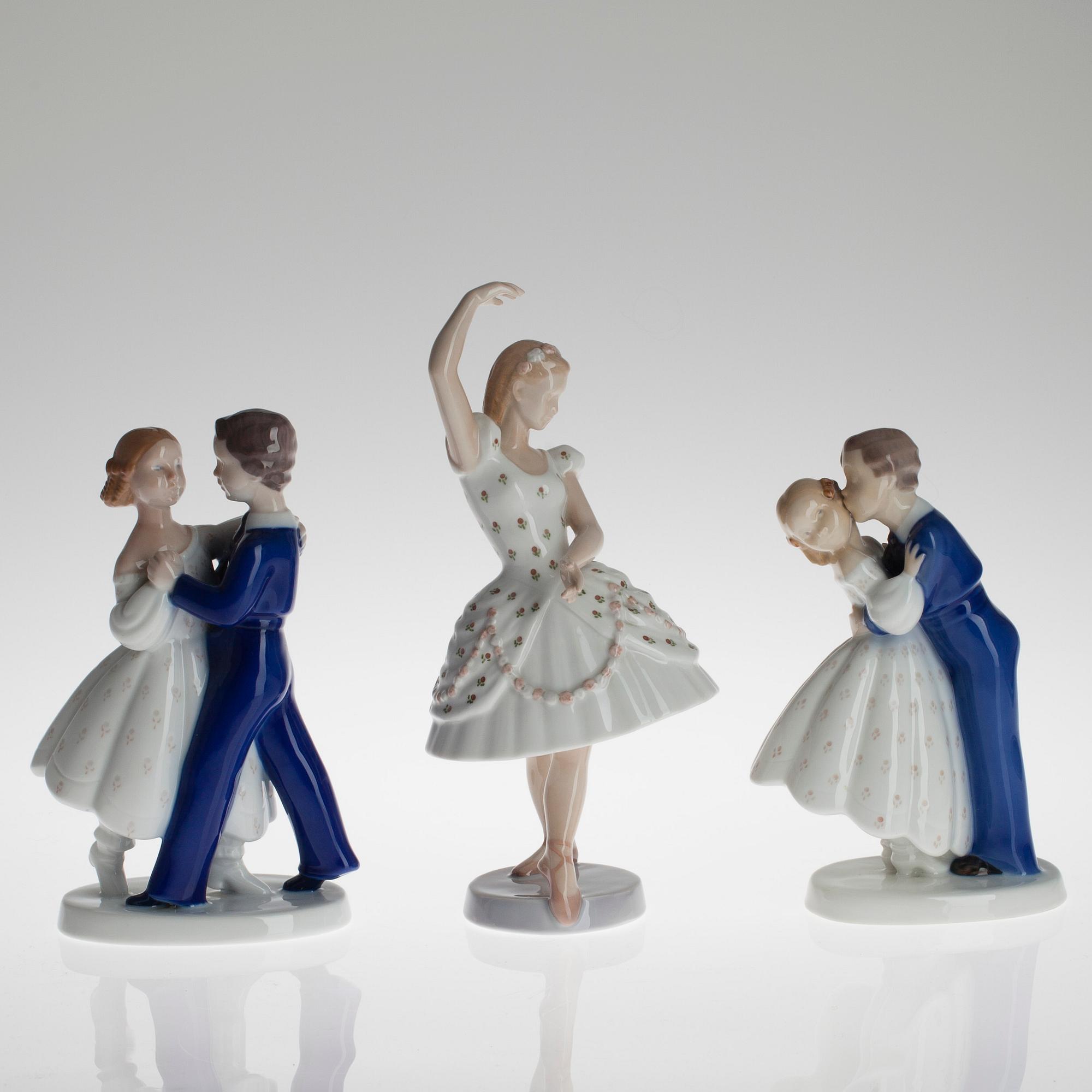 FIGURINER, 3 st, porslin, Bing & Gröndahl, 1900-tal.