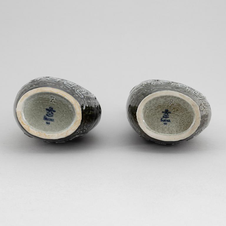 Gunnar Nylund, two stoneware vases, model 7 from the series 'Farina', Rörstrand.