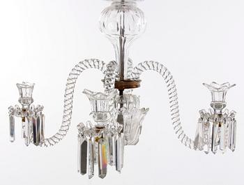 LJUSKRONA, glas, barockstil, 1800-talets andra hälft. H 75.