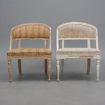 BALJFÅTÄLJER, ett par, gustaviansk stil, 1900-talets början.