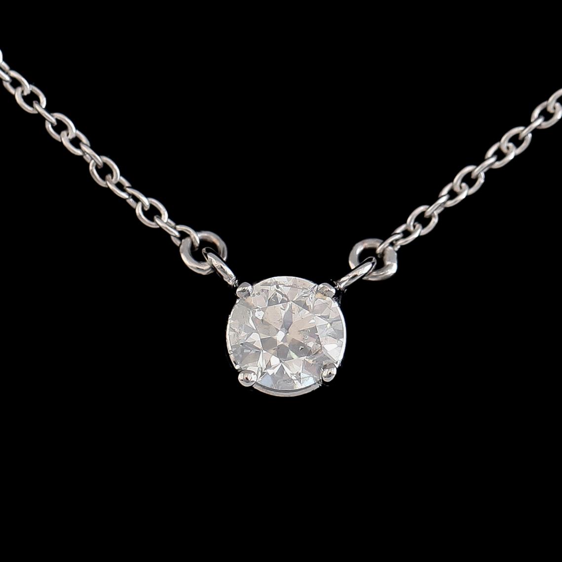 COLLIER, 18K vitguld, briljantslipad diamant ca 0.51 ct.