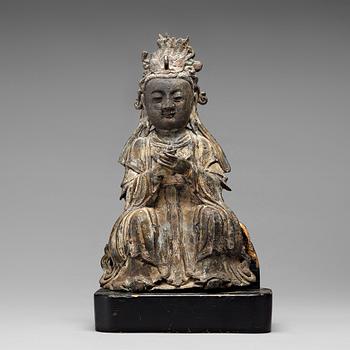 A bronze figure of Guanyin, Ming dynasty (1368-1644).