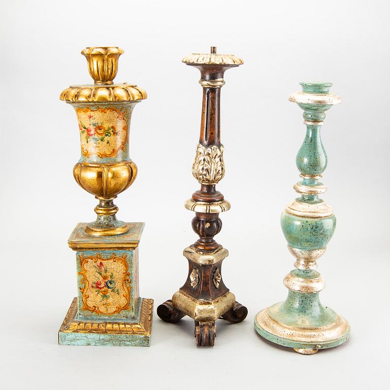 Six Louis XV- and Louis XVI- style wood table lamps. Mid 20th century from Paoletti, Firenze Italy.