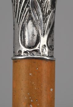 PARASOLLHANDTAG, silver, jugend, tidigt 1900-tal.