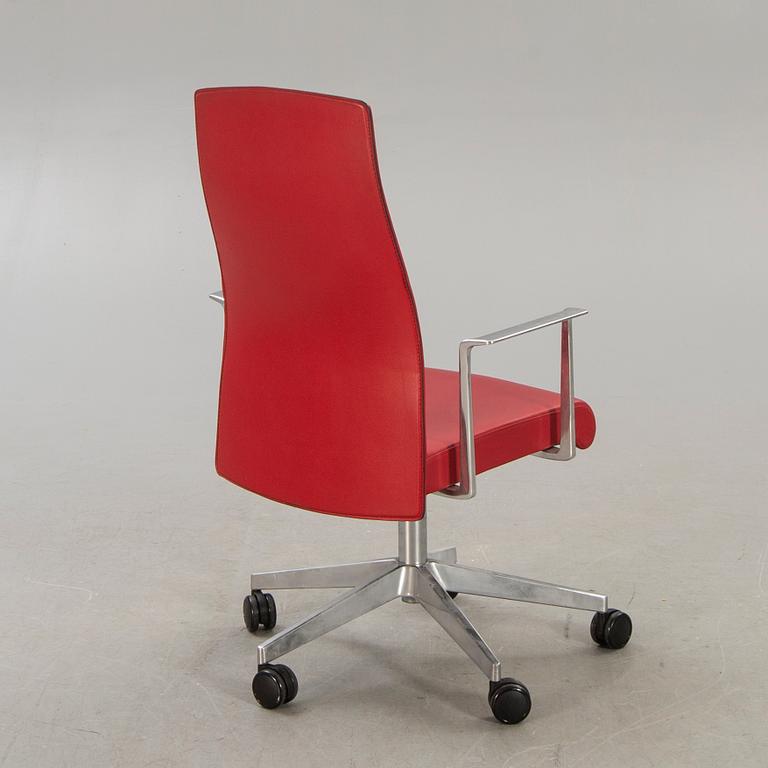 Jorge Pensi, a leather and metal office chair for Akaba Italy  later part of the 20th century.
