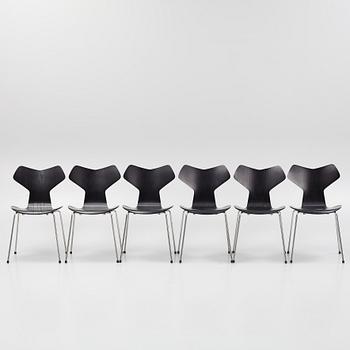 Arne Jacobsen, six "Grand Prix" chairs, Fritz Hansen, Denmark, 2014-2016.