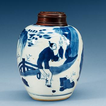 1713. A blue and white jar, Qing dynasty, Kangxi (1662-1722).