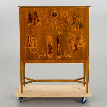SKÅP, troligen Mjölby intarsia, 1900-talets mitt,