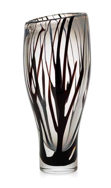 A Vicke Lindstrand glass vase, 'Tree in fog', Kosta 1950's.