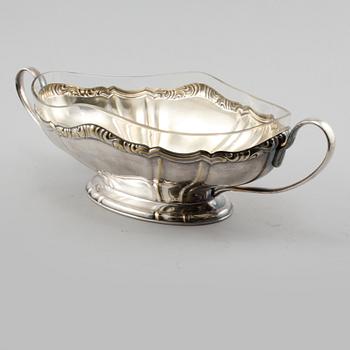 JARDINIERE, nysilver och glas, F. W. Quist, 1900-talets första hälft, Tykland.