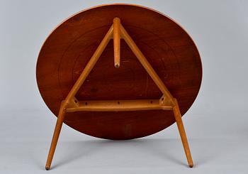 Hans J. Wegner, A SET OF SIX CHAIRS AND A TABLE, The Heart Chair. Beech and oak, teak on seats.