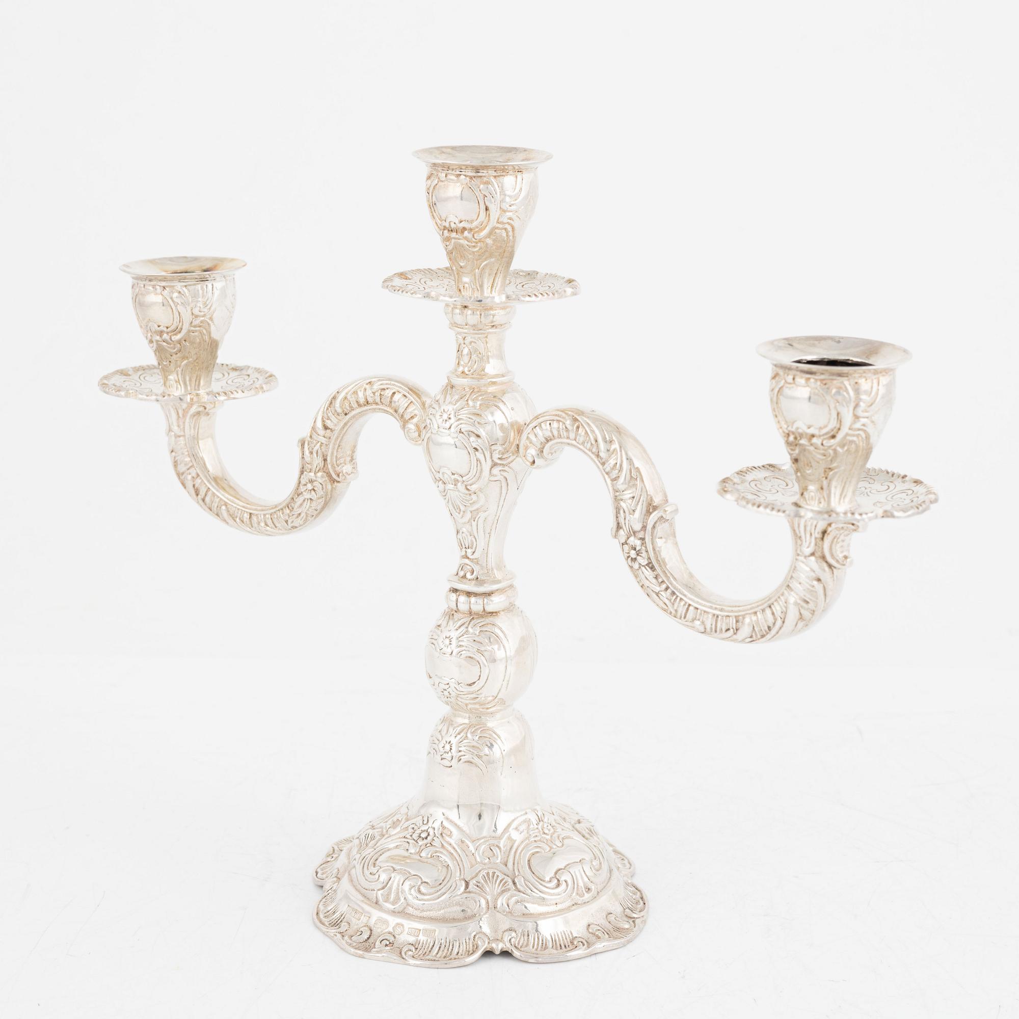 A Swedish silver candelabra, mark of GEWE, Malmö 1975.