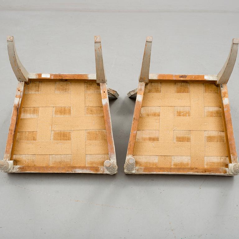 STOLAR, ett par, empire, stämplade MBL, Melkior Lundberg dy, verksam i Stockholm 1808-1812.