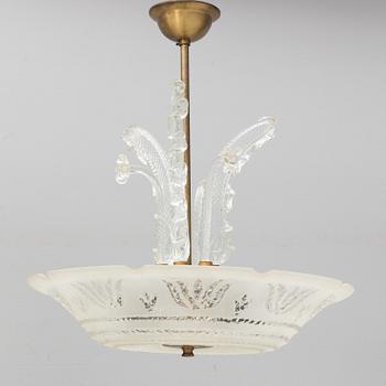 Carl Fagerlund, a glass ceiling lamp, Orrefors, mid-20th century.