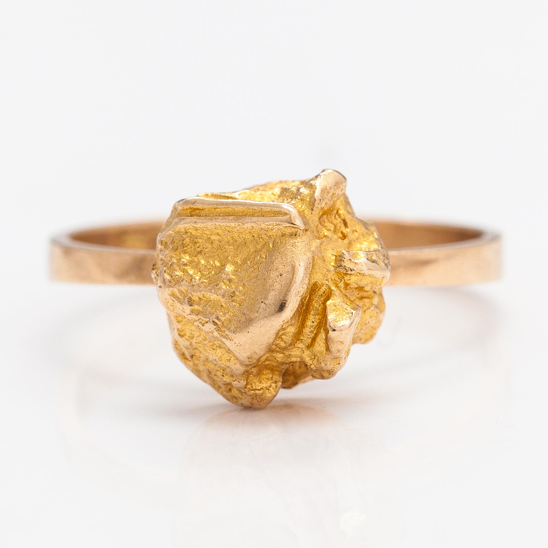 Björn Weckström, Ring "Nugget", 14K guld. Lapponia 1974.