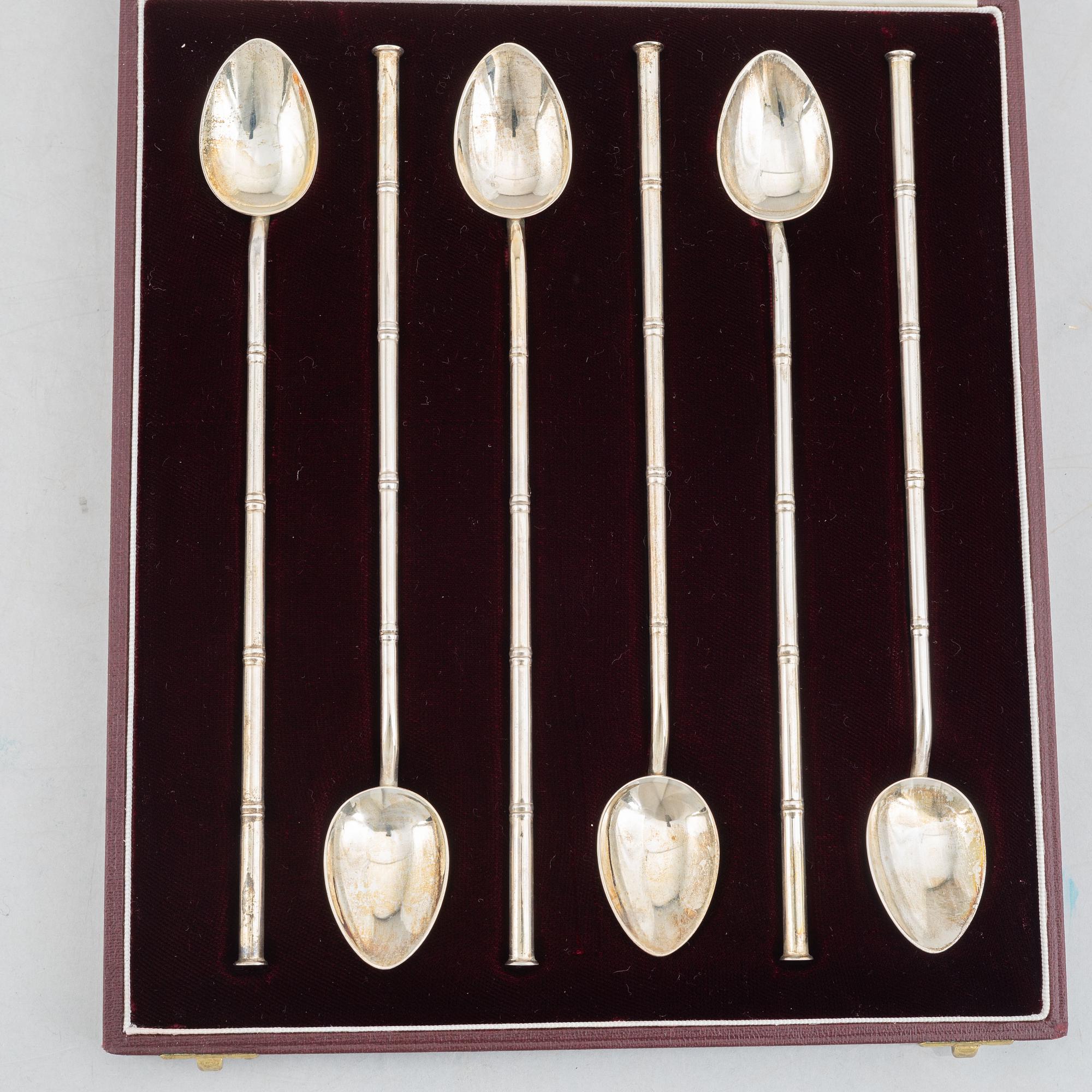 A set of six silver spoons, mark of Asprey & Co Ltd, London 1984-1997.