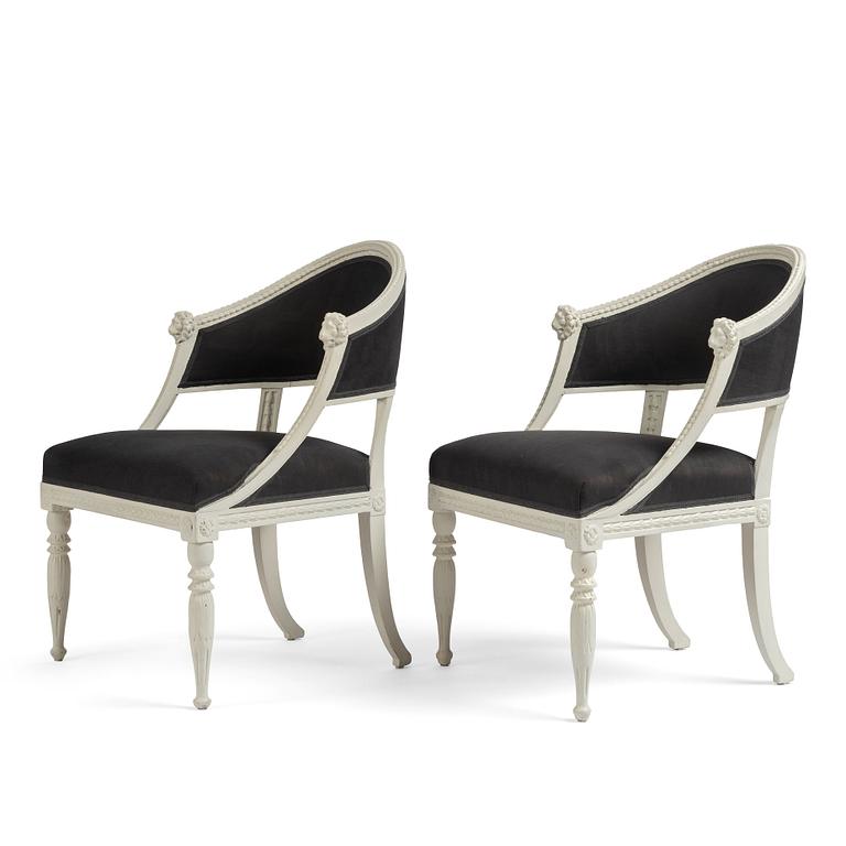 A matched pair of late Gustavian armchairs.