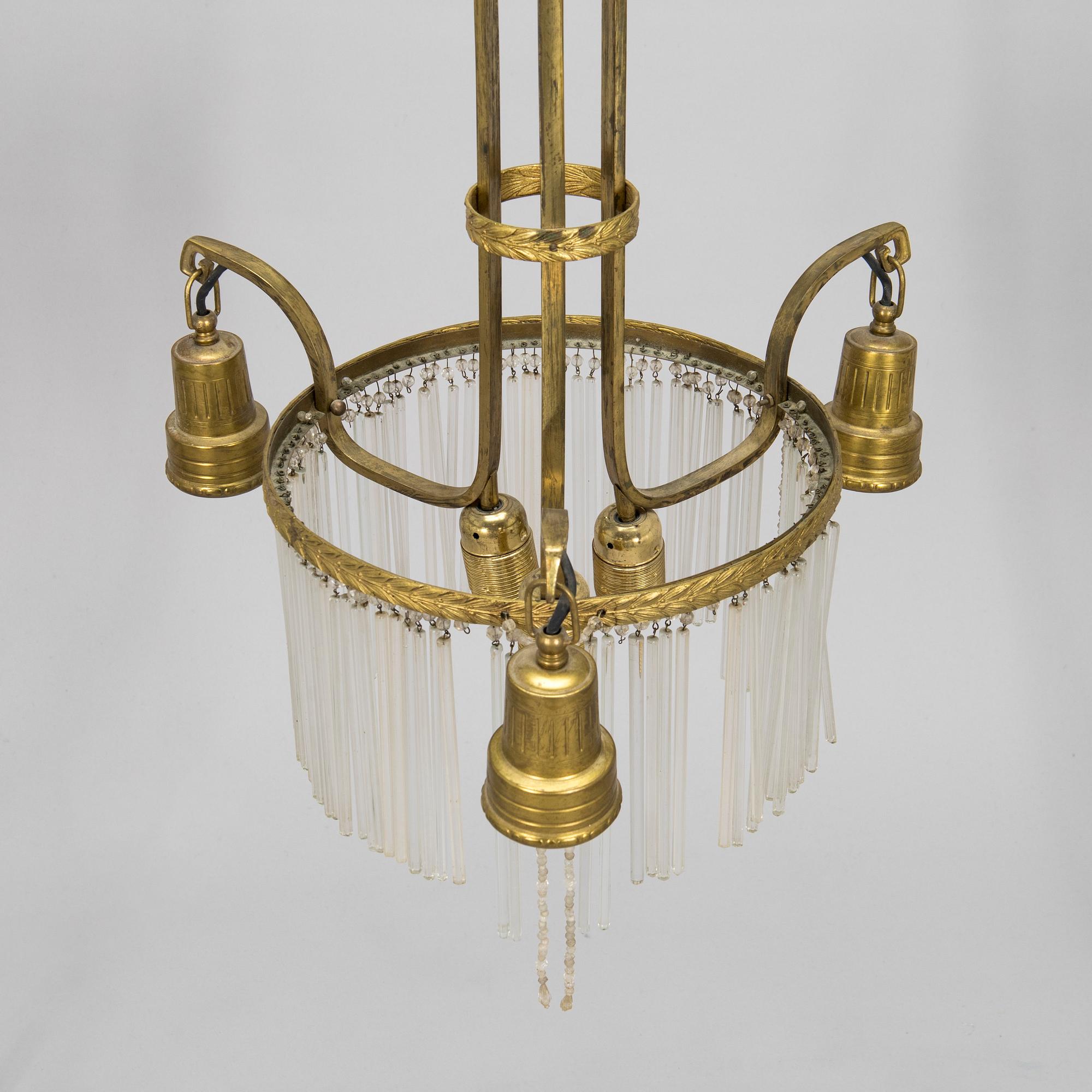An Art Nouveau ceiling lamp, circa 1900.