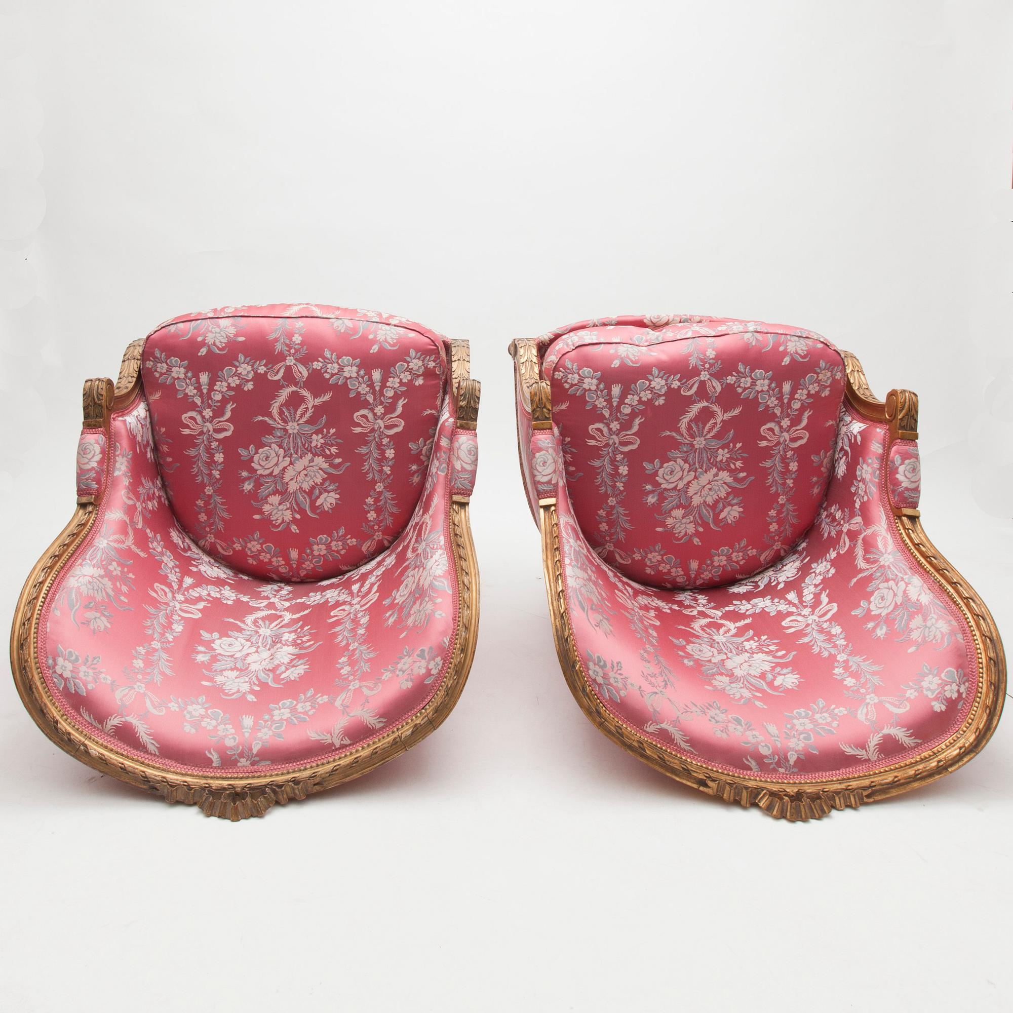 BERGÈRER, ett par, gustaviansk stil, 1900-tal.