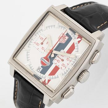 Tag Heuer, Monaco Vintage, "Gulf", kronograf, armbandsur,  38 x 38 (46,5) mm.
