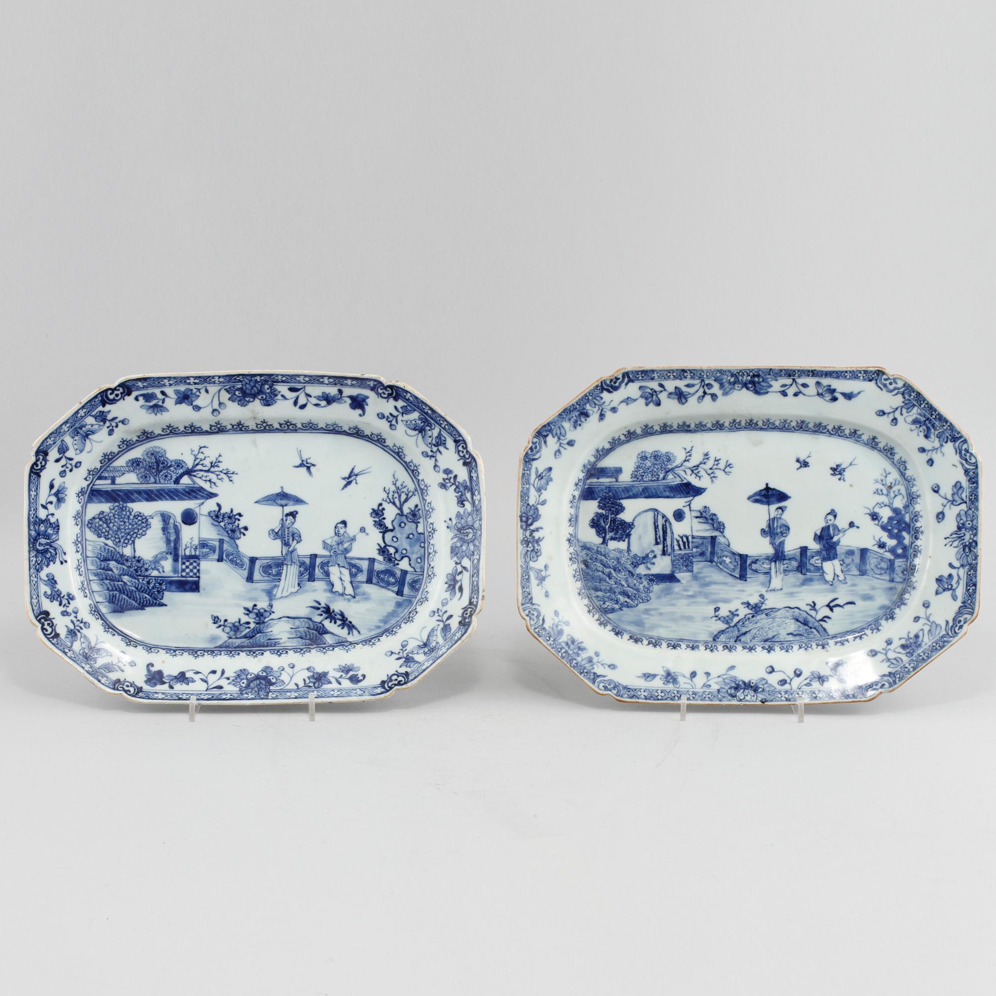 STEKFAT, 2 st, porslin, Kina, 1700-tal.