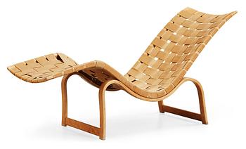 480. A Bruno Mathsson birch and canvas reclining chair, by Karl Mathsson, Värnamo 1936.