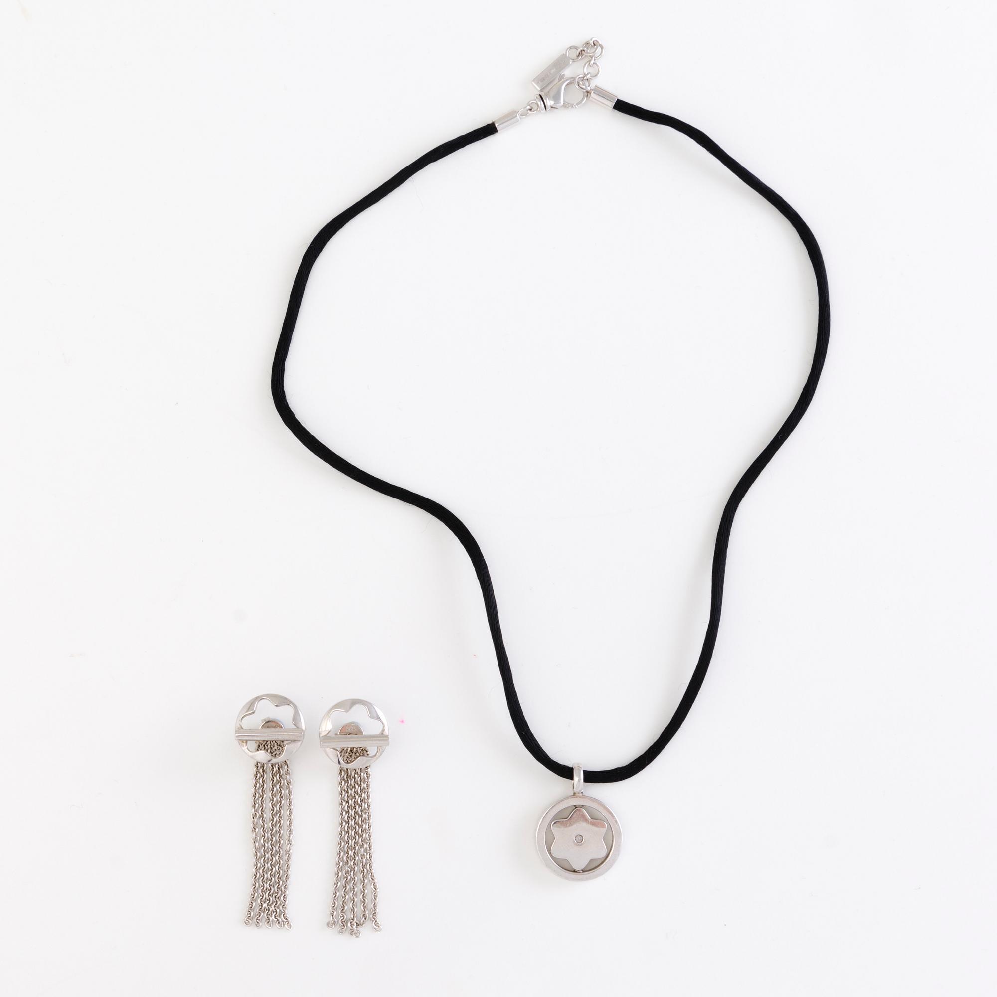 Montblanc necklace and earrings "Star collection" in silver.