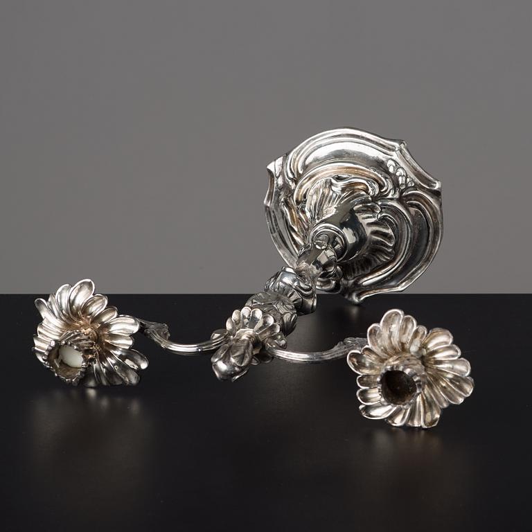 KANDELABRAR, för två ljus, Sverige, 1700-talets andra hälft, rokoko.