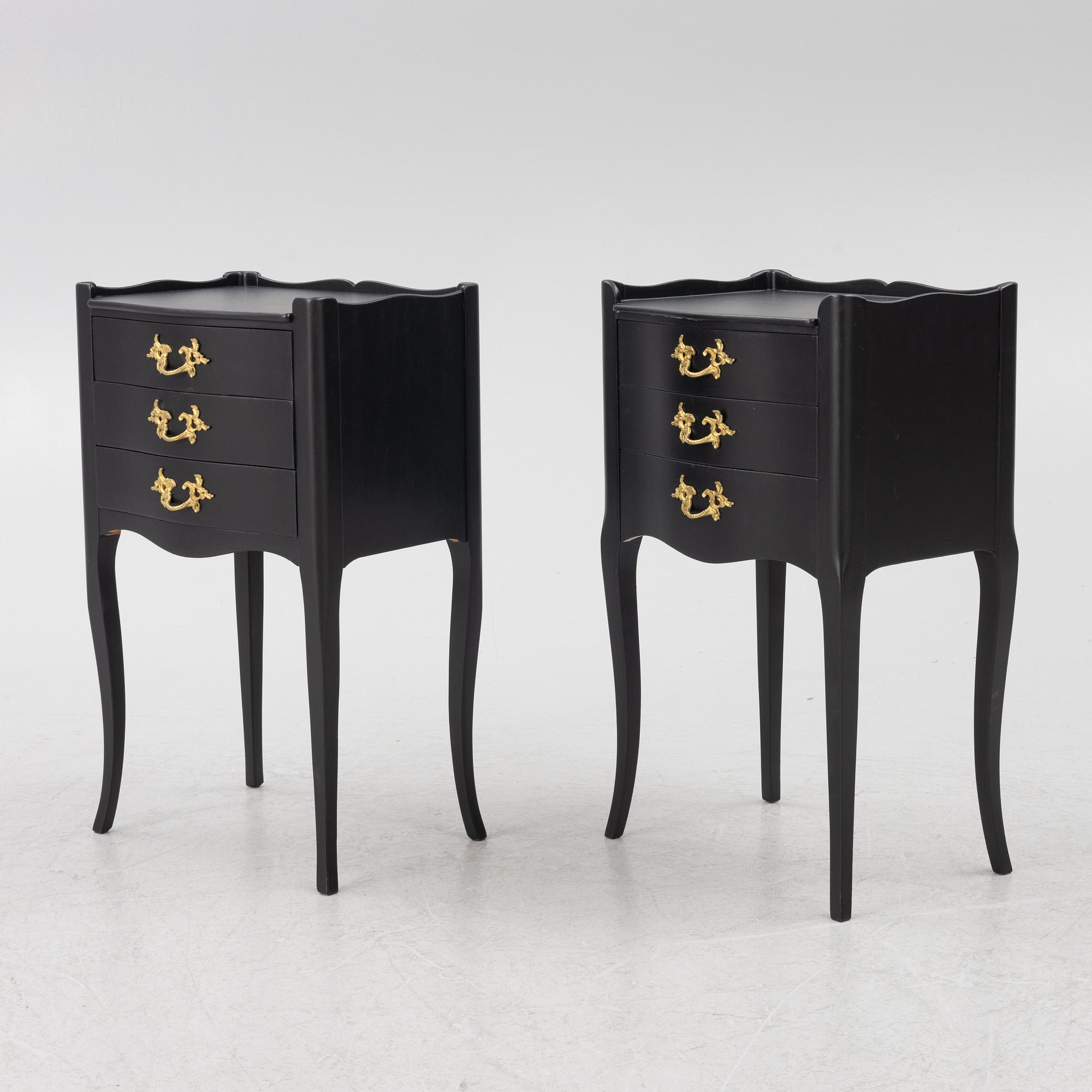 A pair of Bedside tables, Rococo style, 20th century.