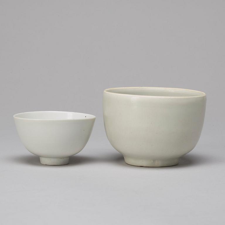 A group of white glazed bowls, South East Asian, presumably 17th Century.