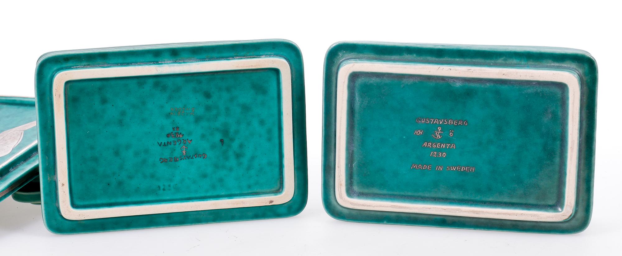 LOCKASKAR, 2 st, stengods, "Argenta", Wilhelm Kåge, Gustavsberg.