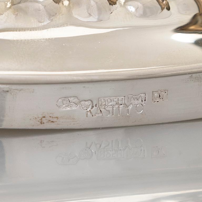 Coffee service, three parts, silver, Kultakeskus Oy, Hämeenlinna 1968-1980.