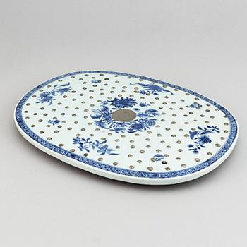 A blue and white strainer, Qingdynasty, Qianlong (1736-95).