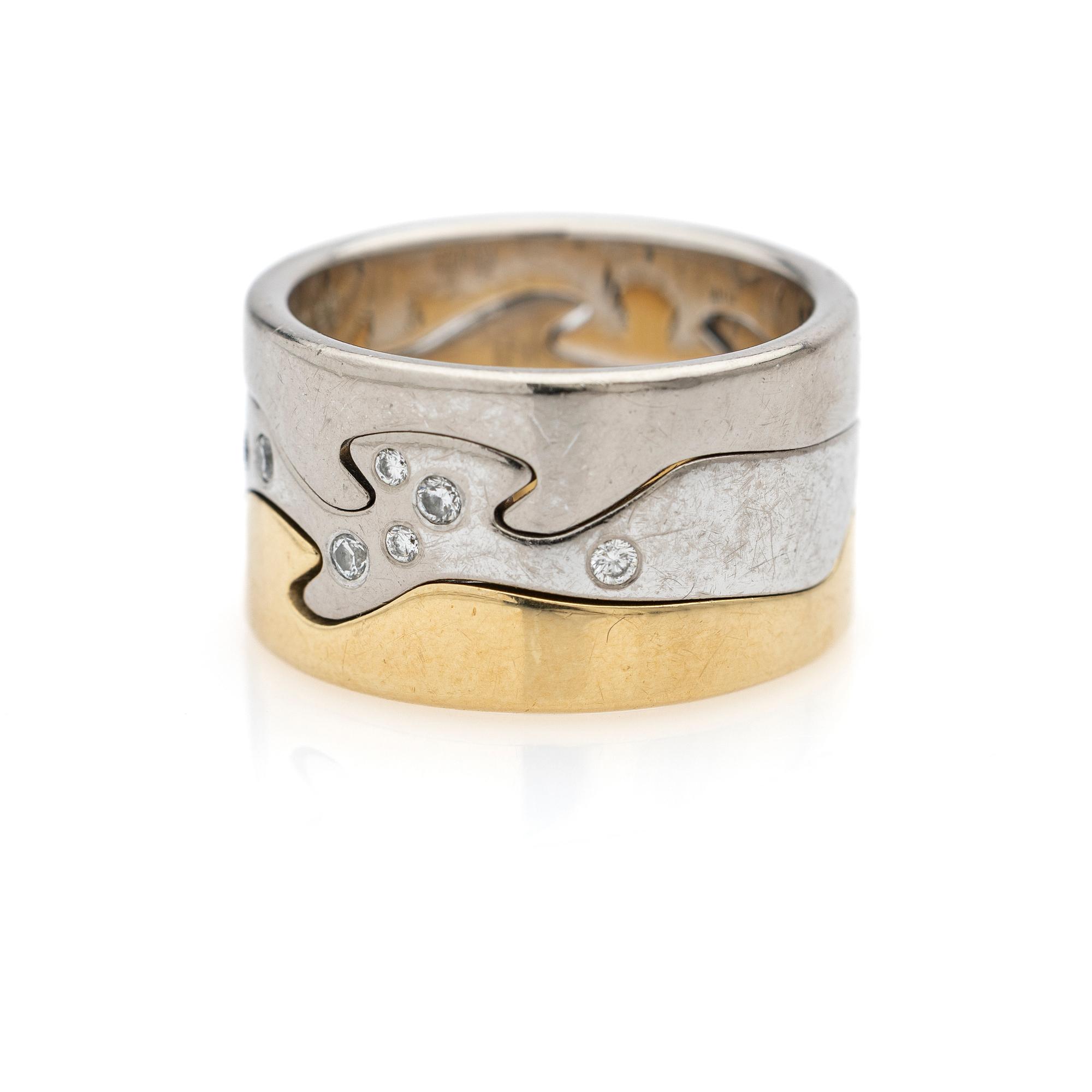 Georg Jensen, Ring, "Fusion", 3 +1 parts, 18K gold and white gold, set with brilliant-cut diamonds.