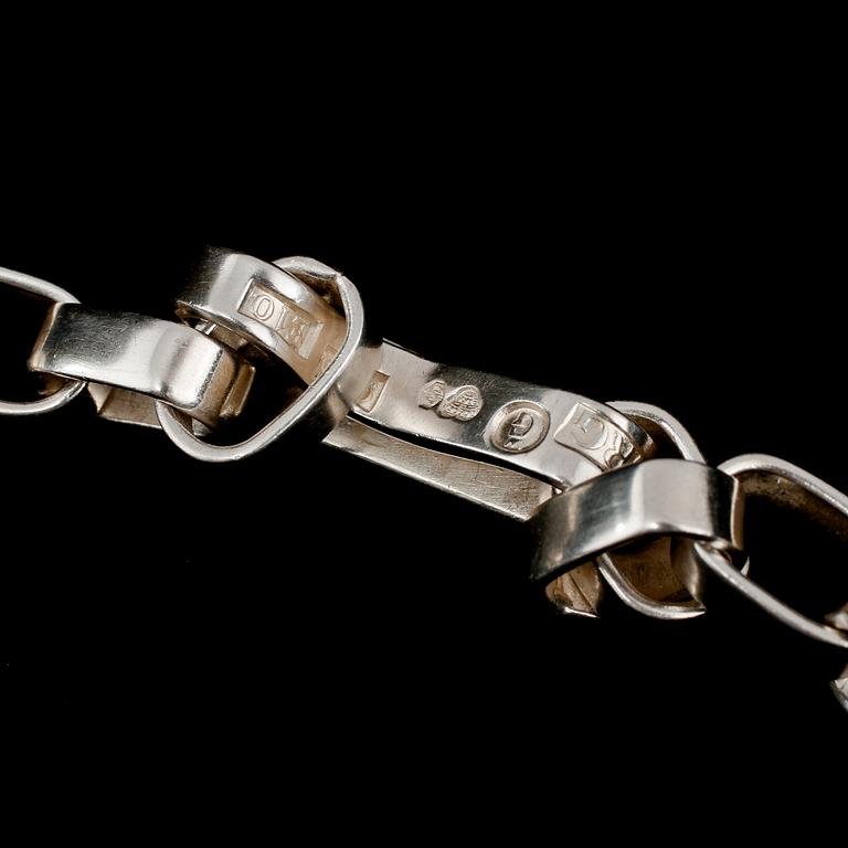 HALSLÄNK med HÄNGE samt ARMBAND, sterlingsilver, Sven-Erik Högberg, respektive Anders Högberg, Göteborg 1979. 272 g.