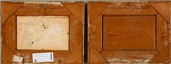 OKÄND KONSTNÄR, 2 st, olja på pannå, 1 monogramsign AR och dat 89.