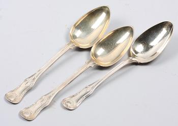 BESTICKSERVISDELAR, 10 delar, silver, flertal smeder bla Christopher Creutz, Stockholm, 1840-70-talet.