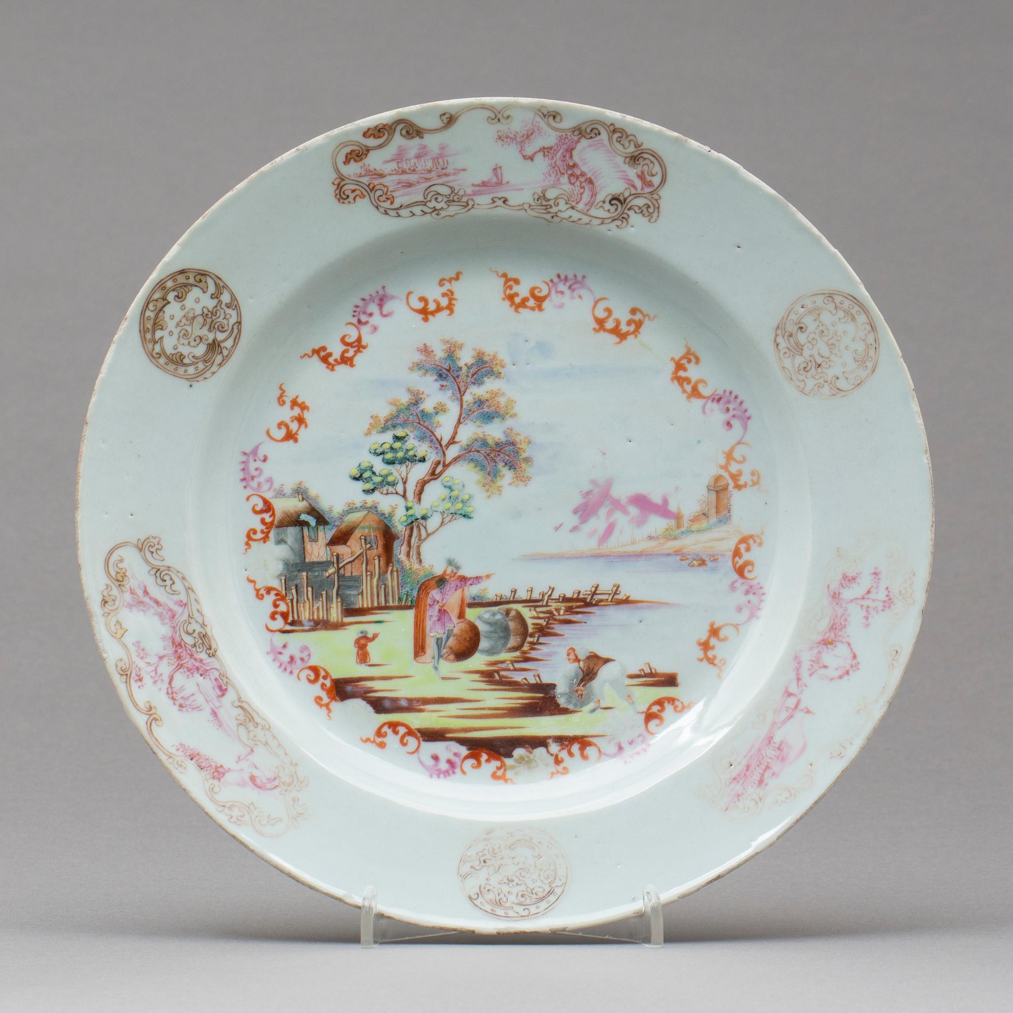 TALLRIK, kompaniporslin. Kina, Qingdynastin, Qianlong (1736-95).