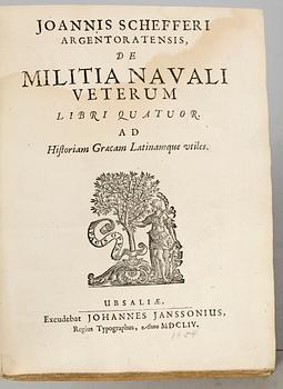 BOK, "De Militia Navali Veterum" av Johannes Schefferus, Uppsala 1654.